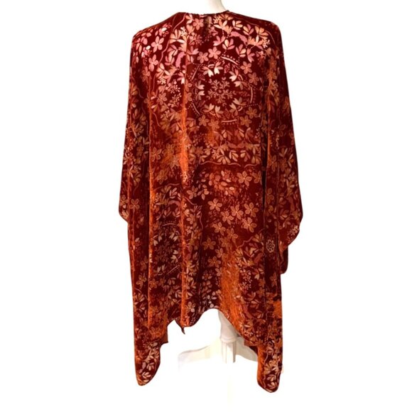 Torrid Womens Velvet Burnout Ruana Rust One Size Kimono Top OS - Picture 3 of 10